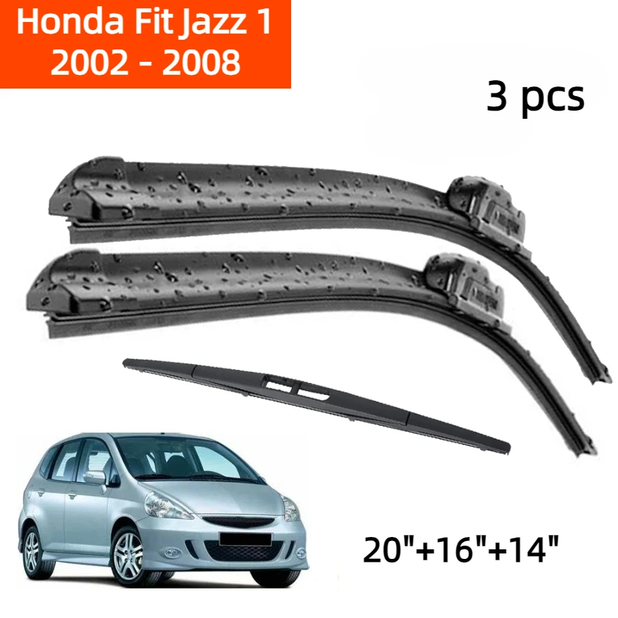 ZHANGU Wiper Front & Rear Wiper Blades Set Kit For Honda Fit Jazz 1 2002 - 2008 Windshield Windscreen Window Brush 20