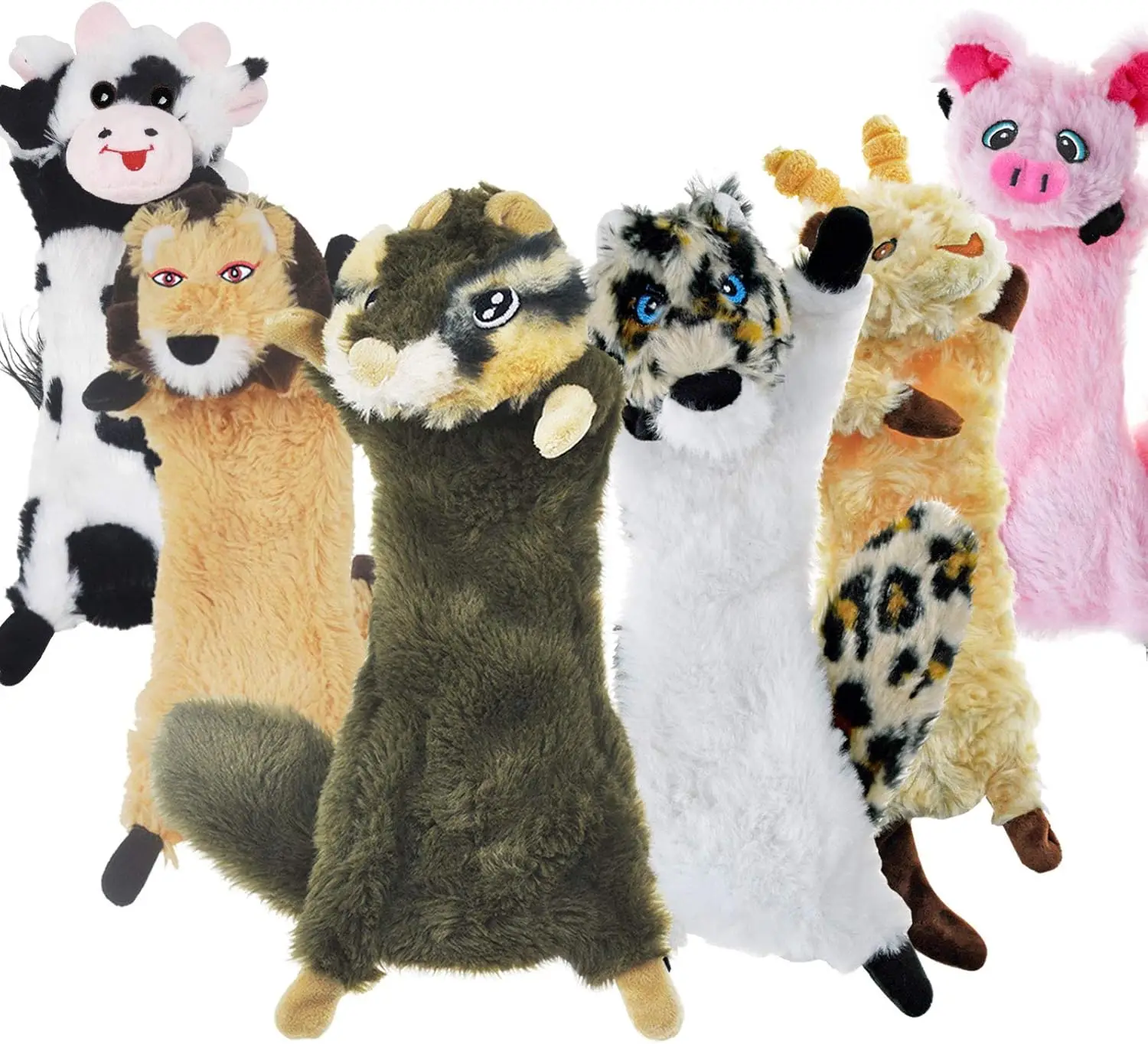 

Набор прочных пищащих игрушек для собак, 6 штук, плюшевые шуршащие игрушки для маленьких щенков, натуральные жевательные игрушки-животные для прорезывания зубов