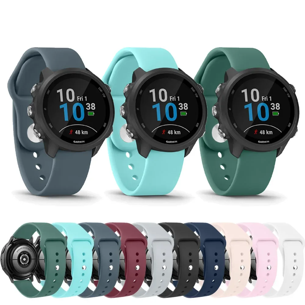 20mm 22mm Silicone Band For Garmin Forerunner 55 158 245 265 music/Vivoactive 3 4/Venu 2 Plus/Venu Sq/Vivomove 3 Strap Bracelet