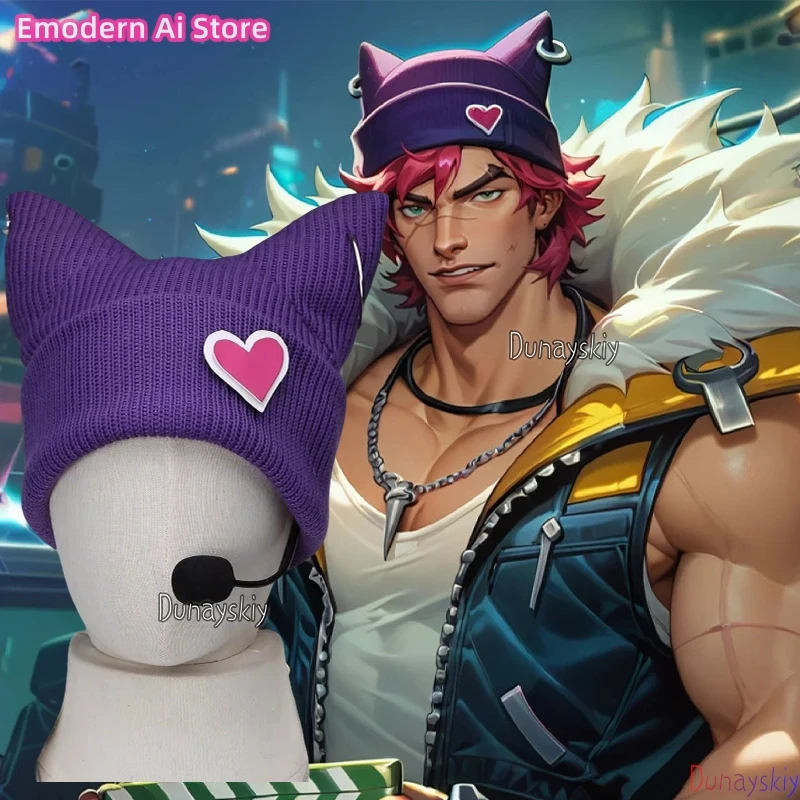 Spiel LOL Sett Heartsteel Cosplay Hut Frau Persönlichkeit Hip Hop Mode Lila Gestrickte Hut Halloween Partei Rolle Spielen Requisiten
