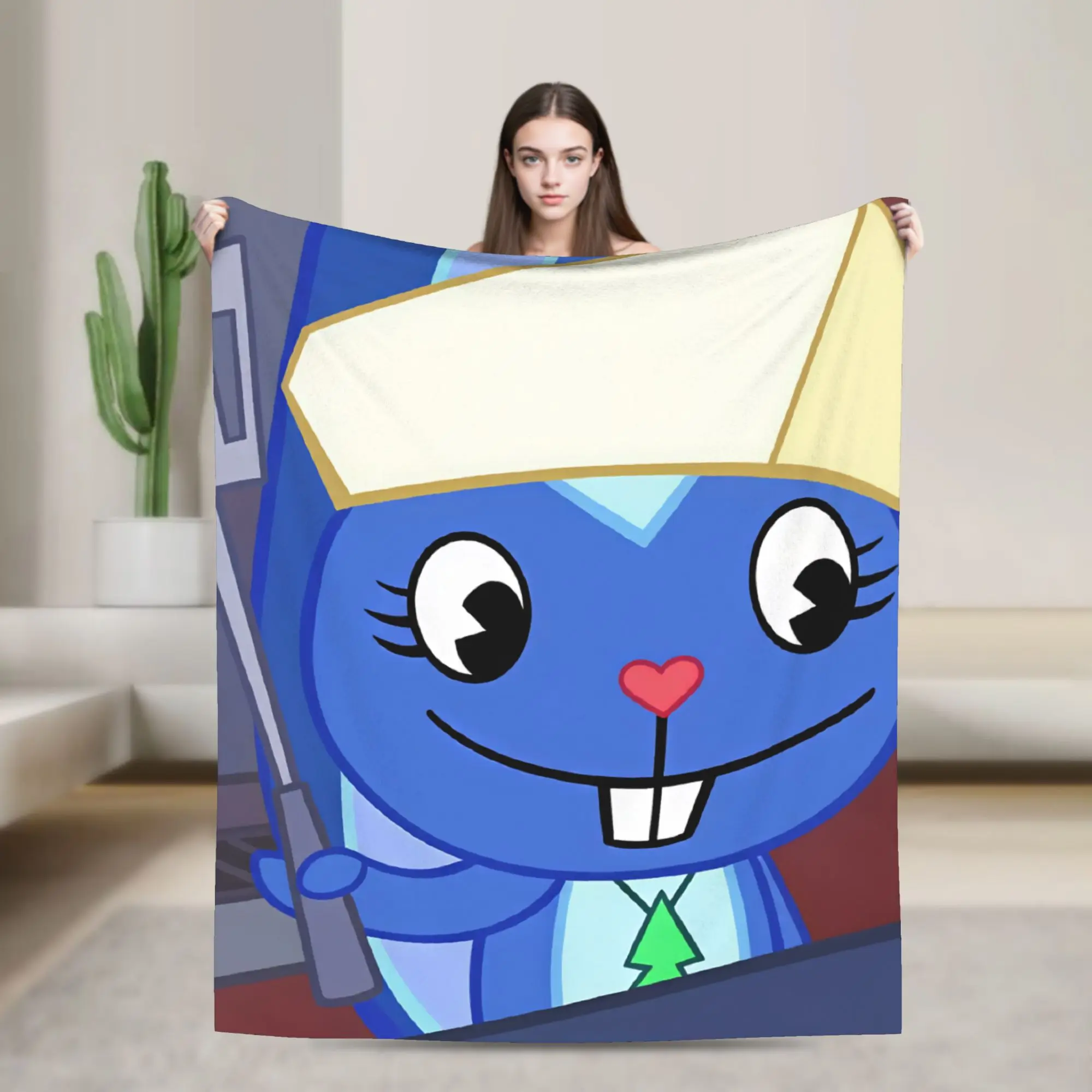 Cartoon H-Happy Tree F-Friends Blanket  Warm Novelty Plush Throw Blanket For Boy Girl Bedroom Flannel Bedspread Bed Cover