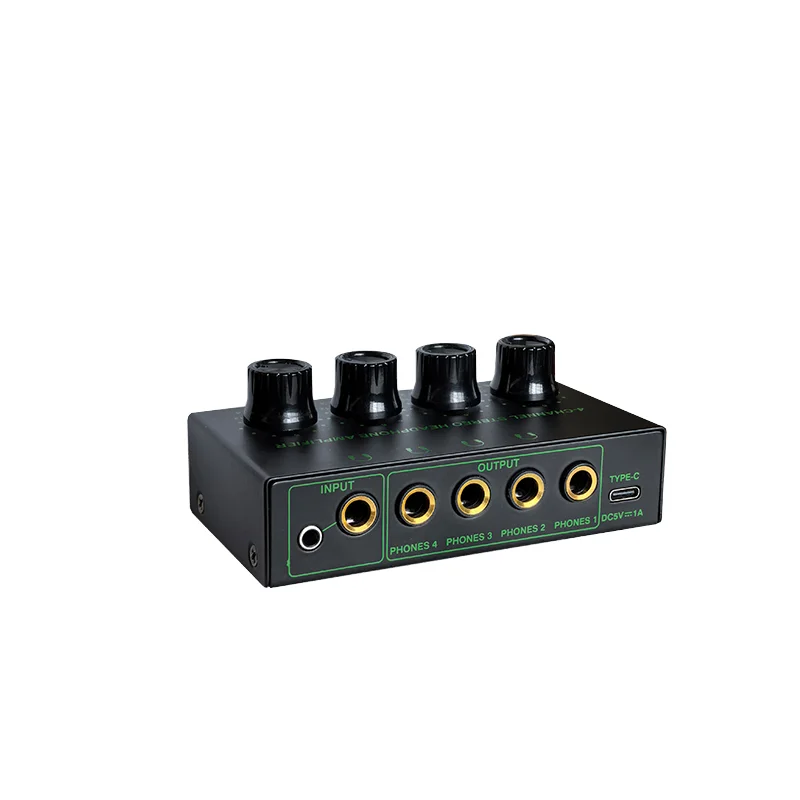4-Way RGB Headphone Amplifier Stereo Audio Sound Card & Mixer Audio Headphone Distributor