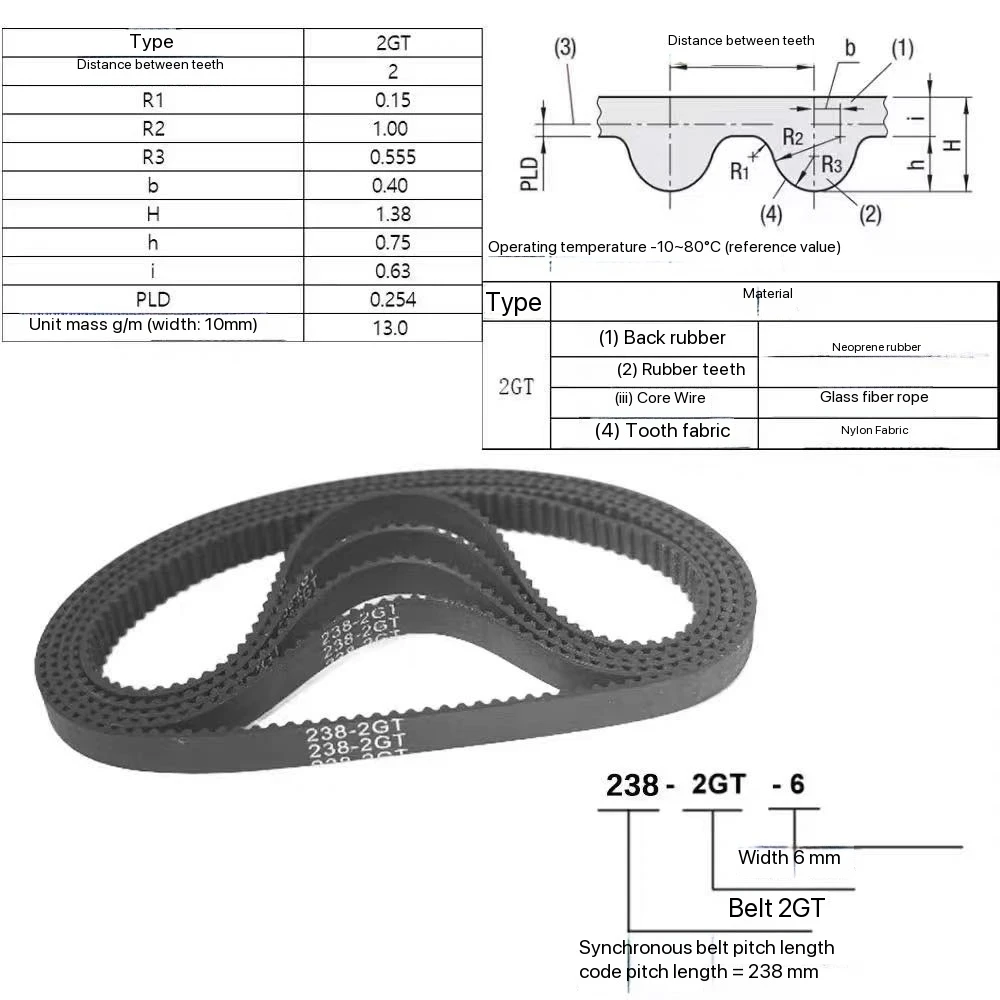 2GT Timing Belt 132-142mm Closed Loop Rubber GT2 Belt for 3D Printer Parts CNC Engraving Machine Accessories