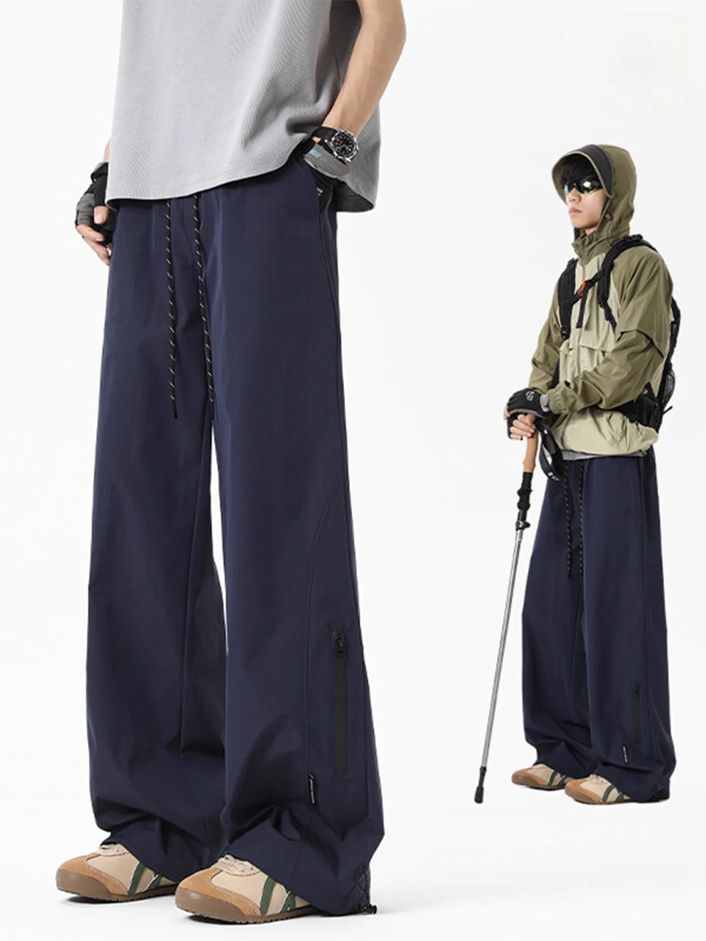 

Легкие летние брюки для активного отдыха, мужские повседневные брюки прямого кроя, прочные, из полиэфирного волокна, не требующие особого ухода, свободного кроя