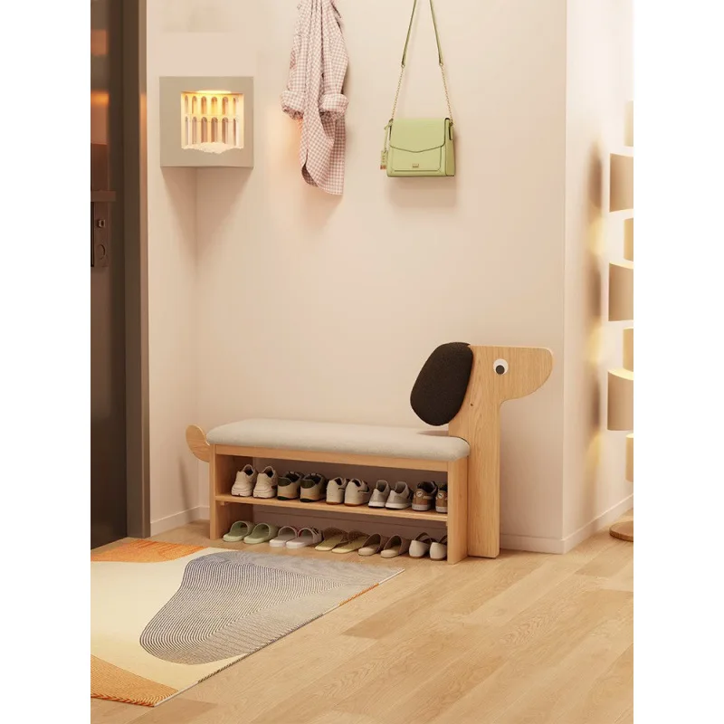 

Solid wood shoe changing stool door home creative advanced sense home shoe cabinet stool integration