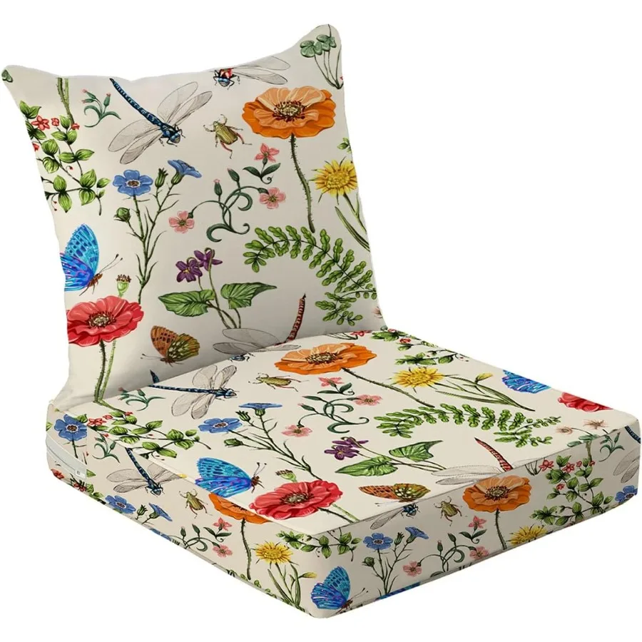 

All Smiles Outdoor Chair Cushions for Patio Furniture Set of 24X24 Inch Deep Seat Waterproof Resistant with Removable Cover Gar