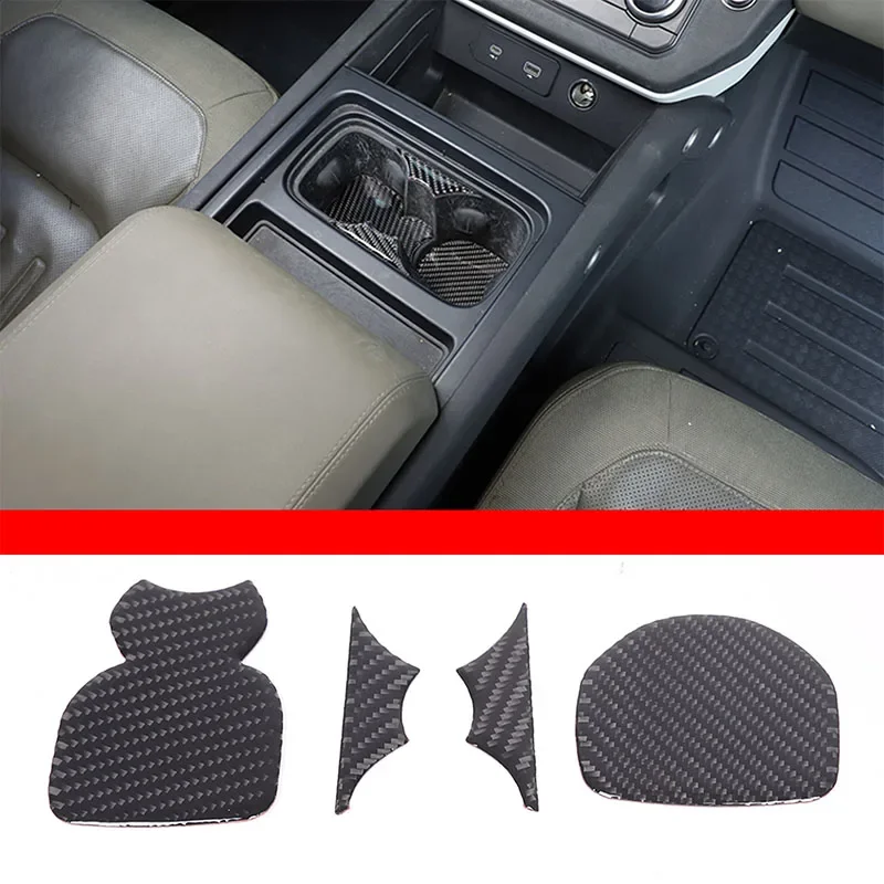 For Land Rover Defender 2020-2024 Car Central Control Water Cup Holder Slot Pad Sticker Soft Carbon Fiber Interior Accessories