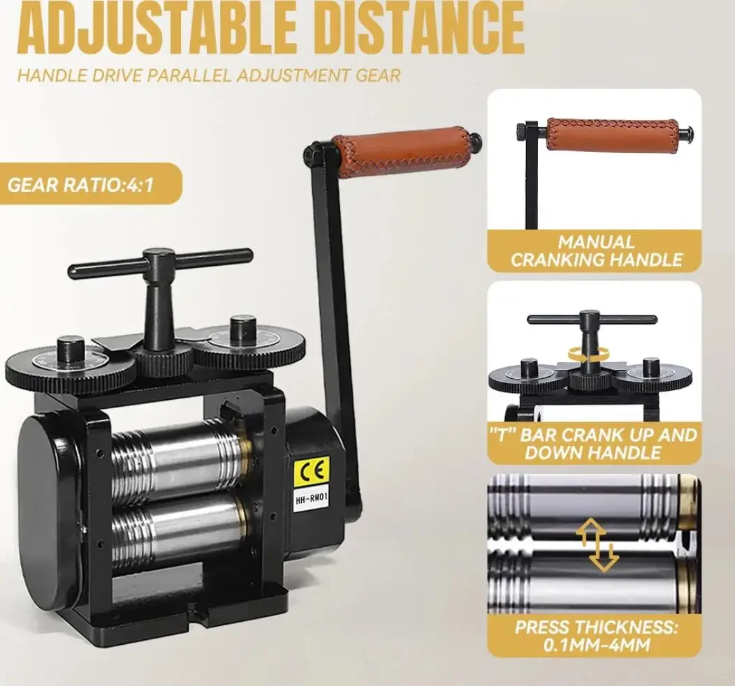 

Черная ручная комбинированная фреза для ювелирных изделий — ролики 55 мм * 110 мм, передаточное число 4:1, для прессования золотой/серебряной проволоки и листового металла