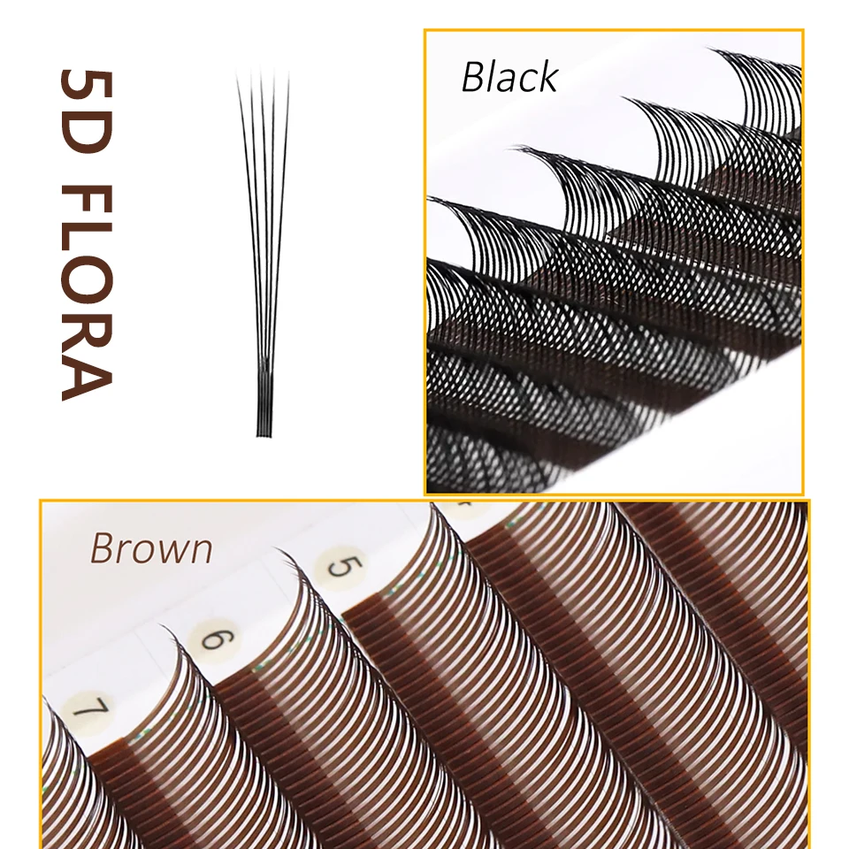 

5D Flower Lashes Spike Eyelash Extension Premade Volume Fans Lightweight Flora Fairy Lashes Brown Wispy Anime Lash Easy Fan Soft