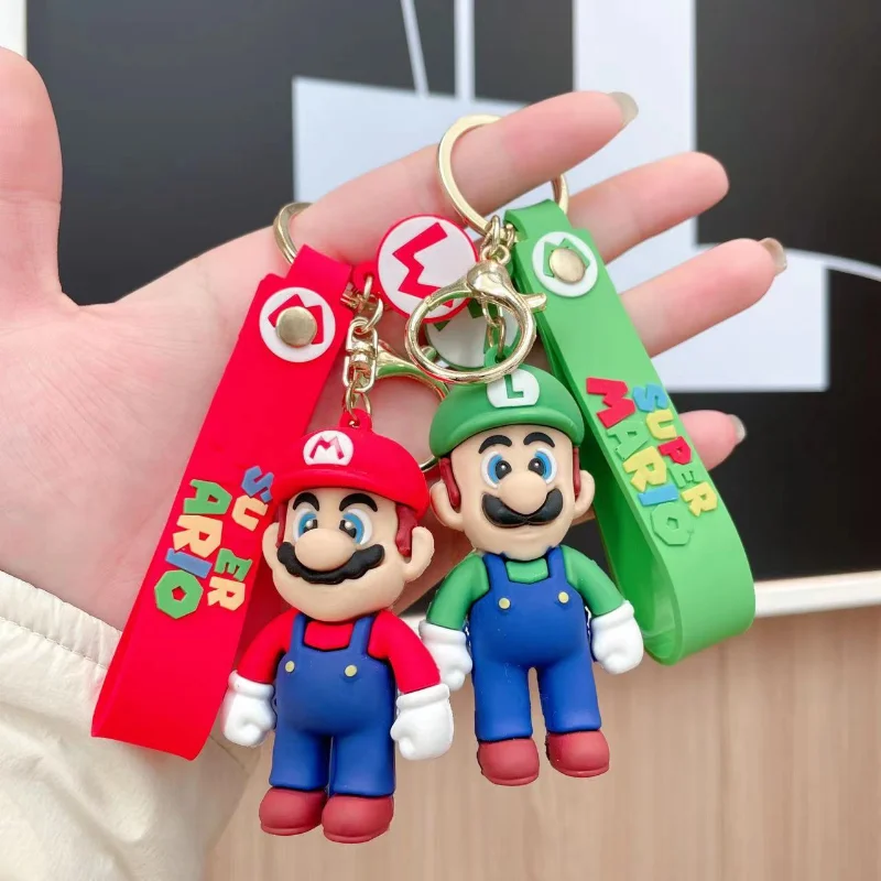 سوبر ماريو ثلاثية الأبعاد سلسلة مفاتيح من الكرتون ماريو بروس لويجي العلجوم يوشي العربة عمل نموذج لجسم بولي كلوريد الفينيل حقيبة بنقوش كرتونية دمية قلادة اللعب الهدايا