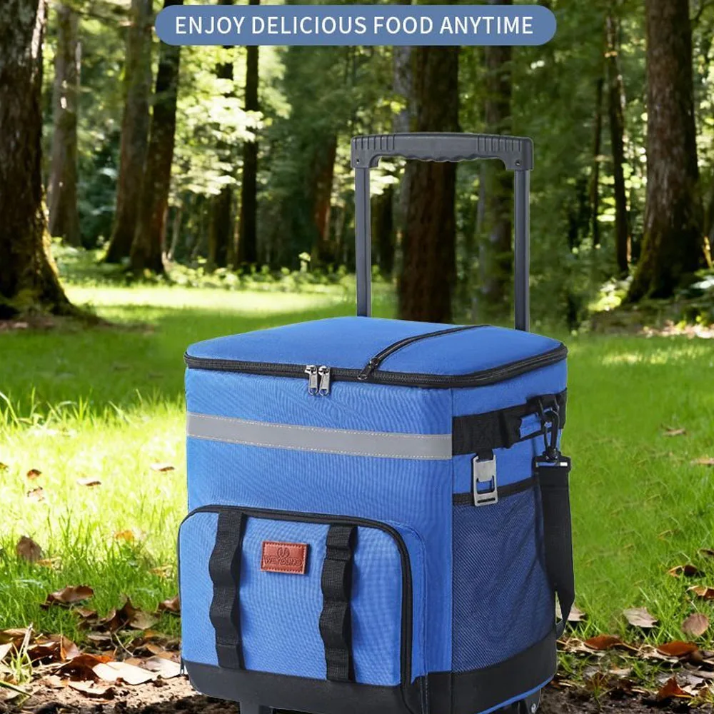 Trolley Ice Cooler Bag, Convenient Outdoor Picnic Bag, Large-Capacity Car Cooler Box, Large-Capacity Wheeled Insulated Box