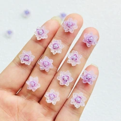 50 Pcs Cute Mini Cartoon Purple Lotus Resin Figurine Crafts Cabochon Ornament Jewelry Manicure Hairpin Making Accessories