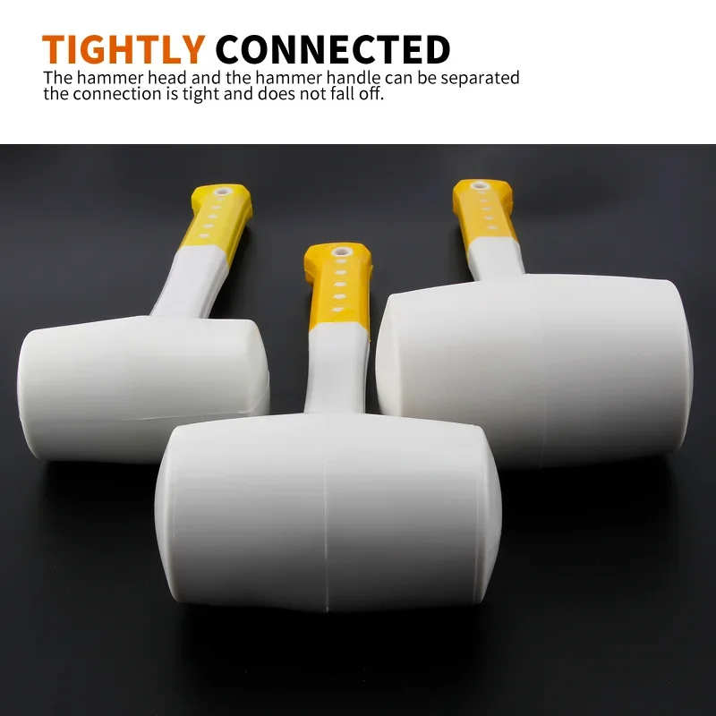 1Pcs Rubber Mallet, Wood Handle Rubber Hammer for Tile Flooring Installation, Plastic Nylon Hammer, Soft Rubber Head