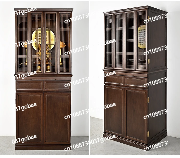 ZK solid wood Buddhist niche with door household vertical cabinet simple style Shentai God of Wealth offering table