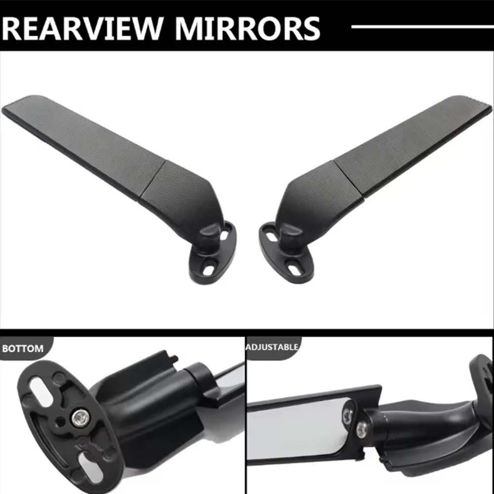 For KAWASAKI ZX6R ZX636 ZX7R ZX9R ZX10R H2 H2R Modified Motorcycle Rearview Mirrors Wind Wing Adjustable Rotating Side Mirrors view 3