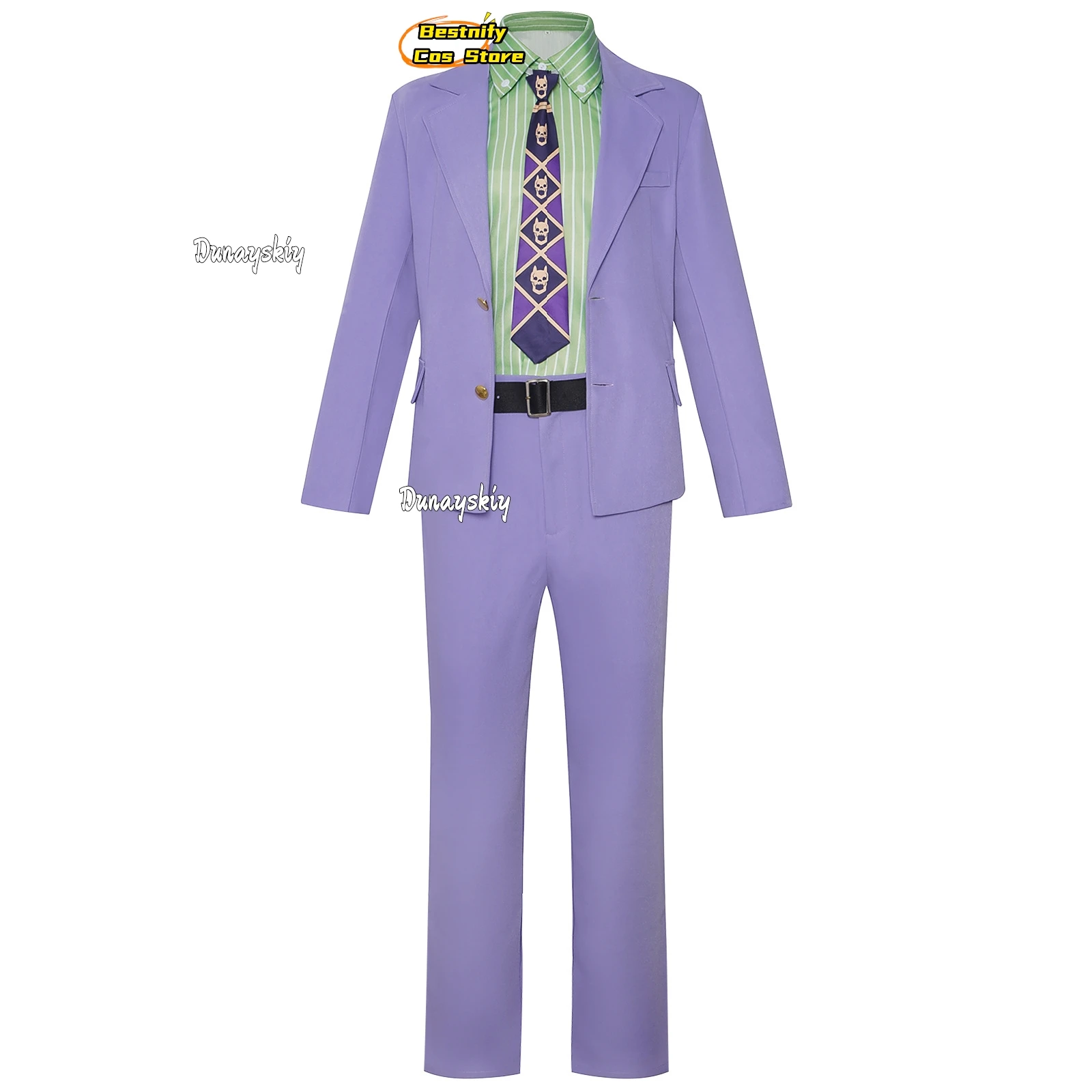 КосплейАниме Невероятные приключения ДжоДжо Кира Йошикаге Косплей Костюм Мужская униформа Костюмы Пальто Брюки Галстук Рубашка Парик Ролевая игра Наряд