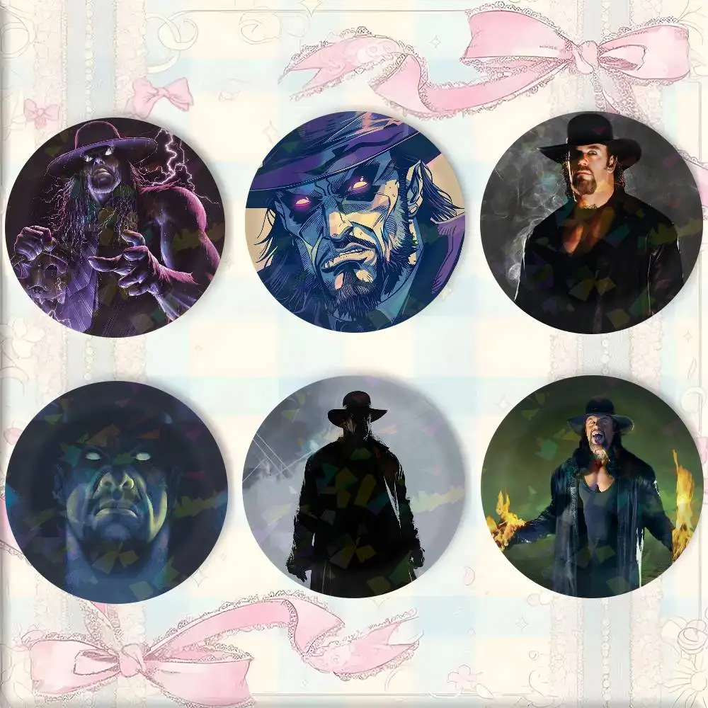 Cool Man T-The Undertaker Badge On Backpack Accessories Manga Icons Pins Round Cartoon Brooches For Clothes Bag Decor Gifts