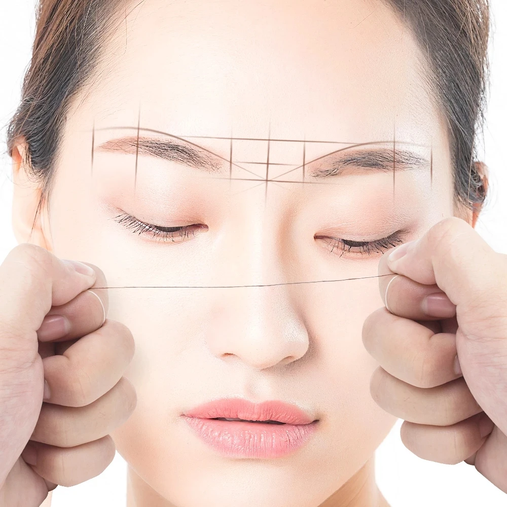 10 متر براون Microblading رسم الخرائط قبل الحبر سلسلة ل ماكياج الحاجب صبغ الكتان الموضوع شبه دائم تحديد المواقع أداة قياس