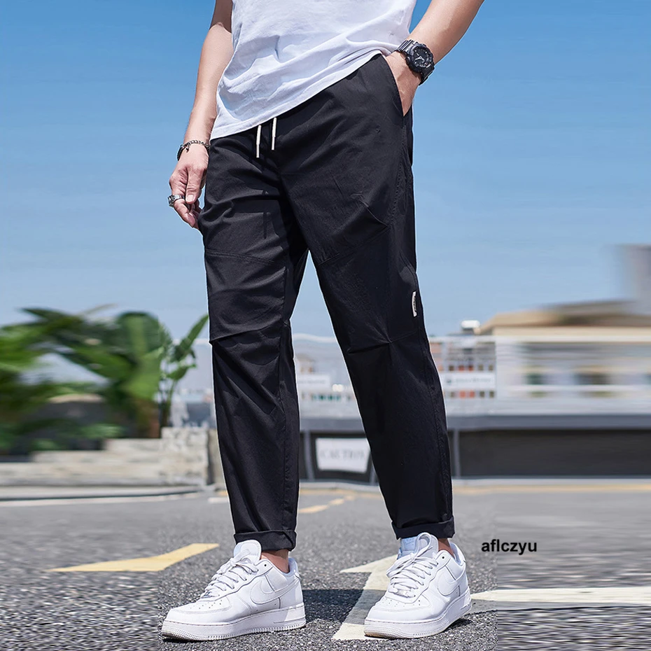 

7XL Plus Size Jogger Pants Men Sweatpants Summer Cool Pants Solid Color Fashion Casual Trousers Elastic Waist