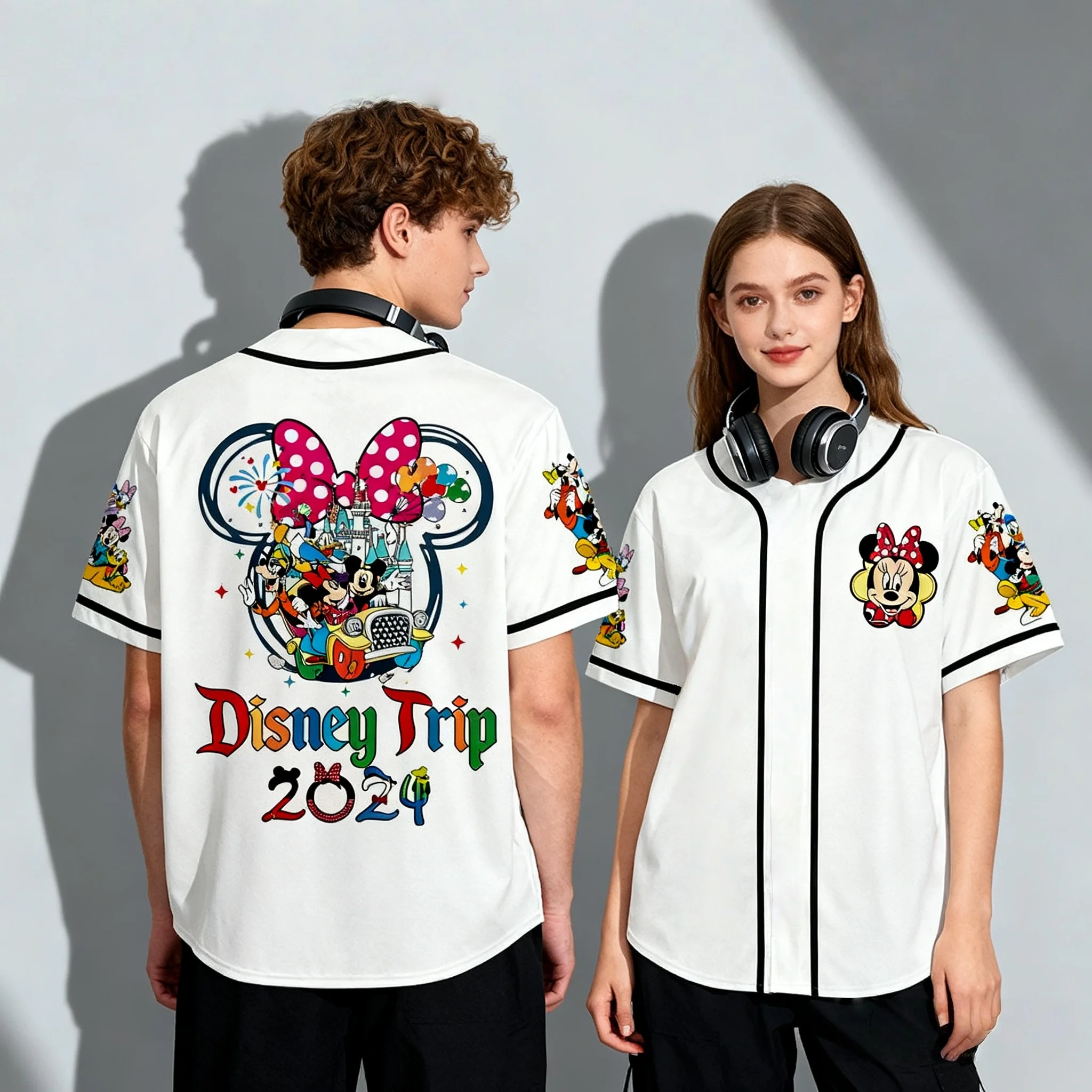 

25/26 Disney Animated Commemorative Mickey Mouse and Other Summer Baseball Jerseys Oversized Children's Parent-child T-shirt