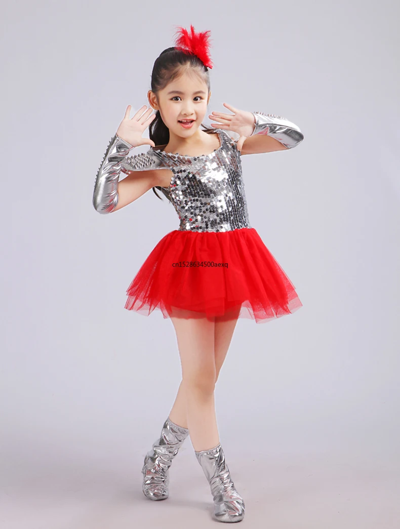 Children Jazz Dance Costumes Sequins Girls Street Dance Show Clothes Kids Hip Hop Stage Dancing Suits Jazz dance dress for girls