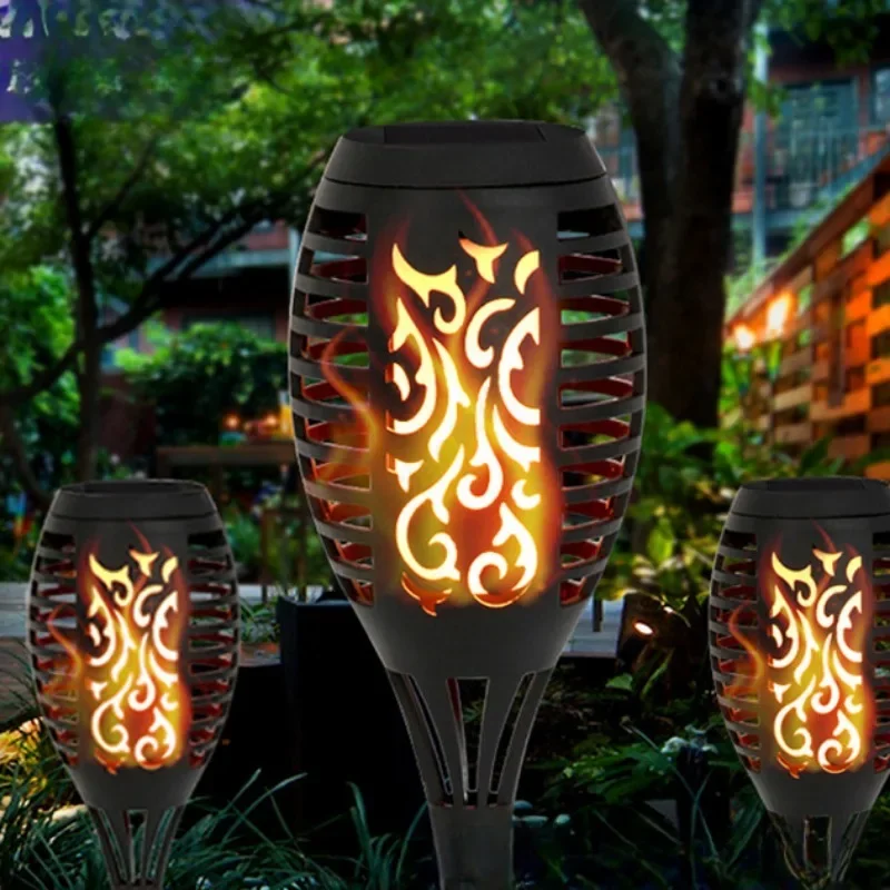 

12 LED Solar Flame Torch Lamp Outdoor Waterproof Garden Courtyard Landscape Lawn Ground Plug-in Decorative Lighting Fixture