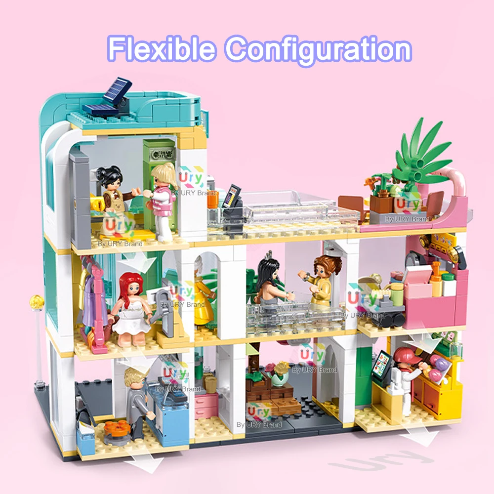 Sluban Friends House City The Crown Hotel Department Store New Energy Vehicle 4S Model Building Blocks Set DIY Toy for Girl Gift