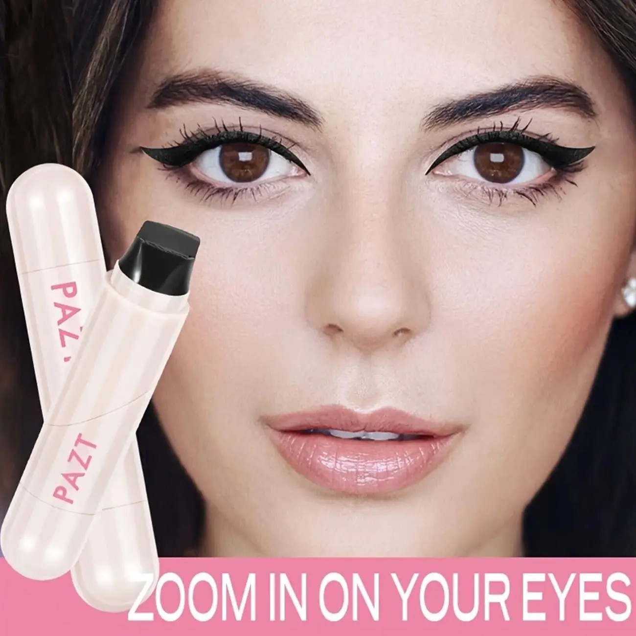 1 個デュアルヘッド回転可能なアイライナースタンプ統合防水ロングウェアウィングステンシル DIY 液体アイライナーペン速乾性メイク