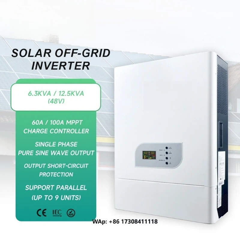 For Wholesale Hybrid Solar Energy System 12.5kva 10kw Single Solar Panel Inverter Parallel 9 Units Pure Sine Wave 98%