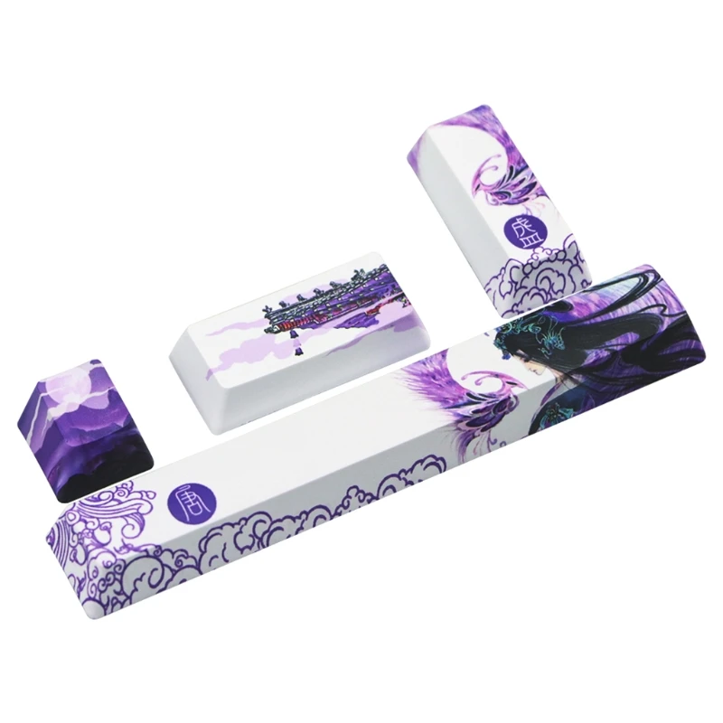 Dye Subbed Keycap 4 Keys 6.25u Spacebar Pbt Custom Mechanical Keyboard Beauty Of for Tang Dynasty Profile Purple Theme P9JB