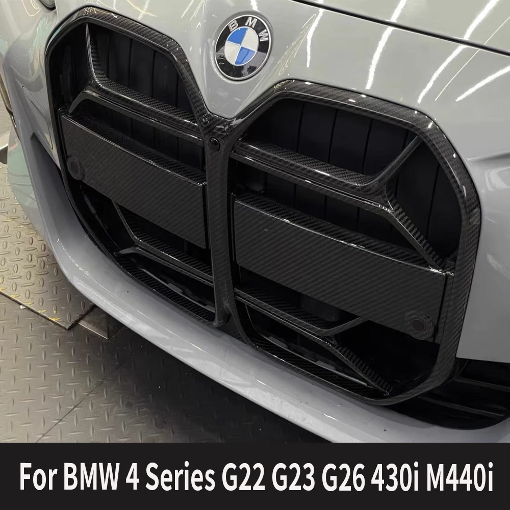 Car Bumper Air Intake Mid-Grid Grille Dry Carbon Fiber Front Grille for BMW 4 Series G22 G23 G26 BMW 420i 430i M440i i4 CLS Styl