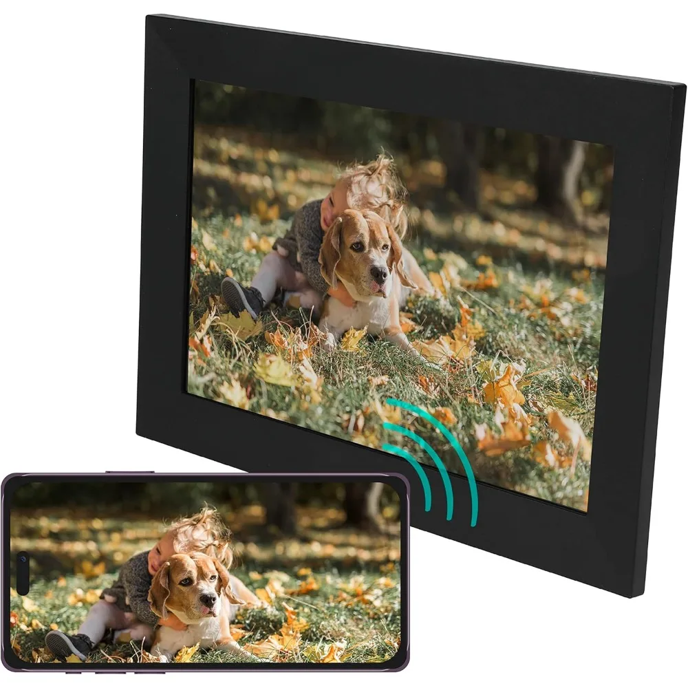 10 Inch WiFi Digital Picture Frame Slim LCD Touch Screen Easy Setup Photo Video Sharing New Alert 16GB