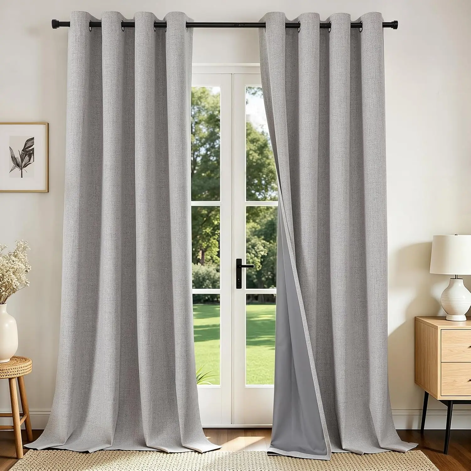 2-Panel 96-Inch Grommet-Top Blackout Curtains, Light-Blocking, Thermal-Insulated & Noise-Reducing; Privacy-Focused Room-Darkening Drapes for Living Room Windows
