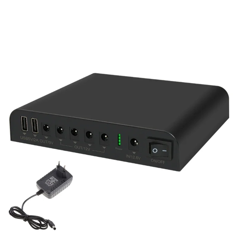 EU Plug UPS Power Supply Power Banks for WIFI, Modem/Routers, VOIP, Cameras 12000mAh Battery Double USB 5V2A DC12V8V5V Output