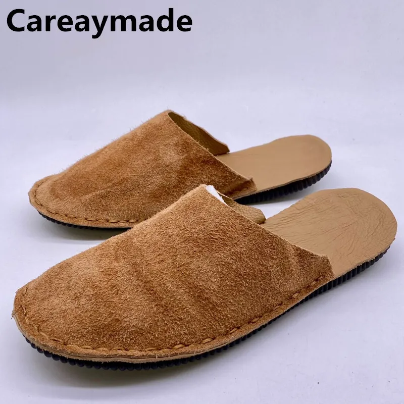 

Careaymade-женские тапочки из натуральной кожи, тапочки ручной работы из воловьей кожи, летние нескользящие тапочки с мягкой подошвой для отдыха, большой размер