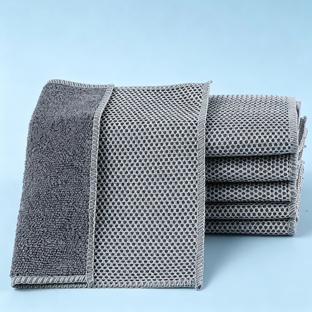 Double Layer Steel Wire Dish Cloth Super Fine Fiber Cleaning Cloth MultiFunctional Dish Towel Suitable for Home Kitchen Cleaning
