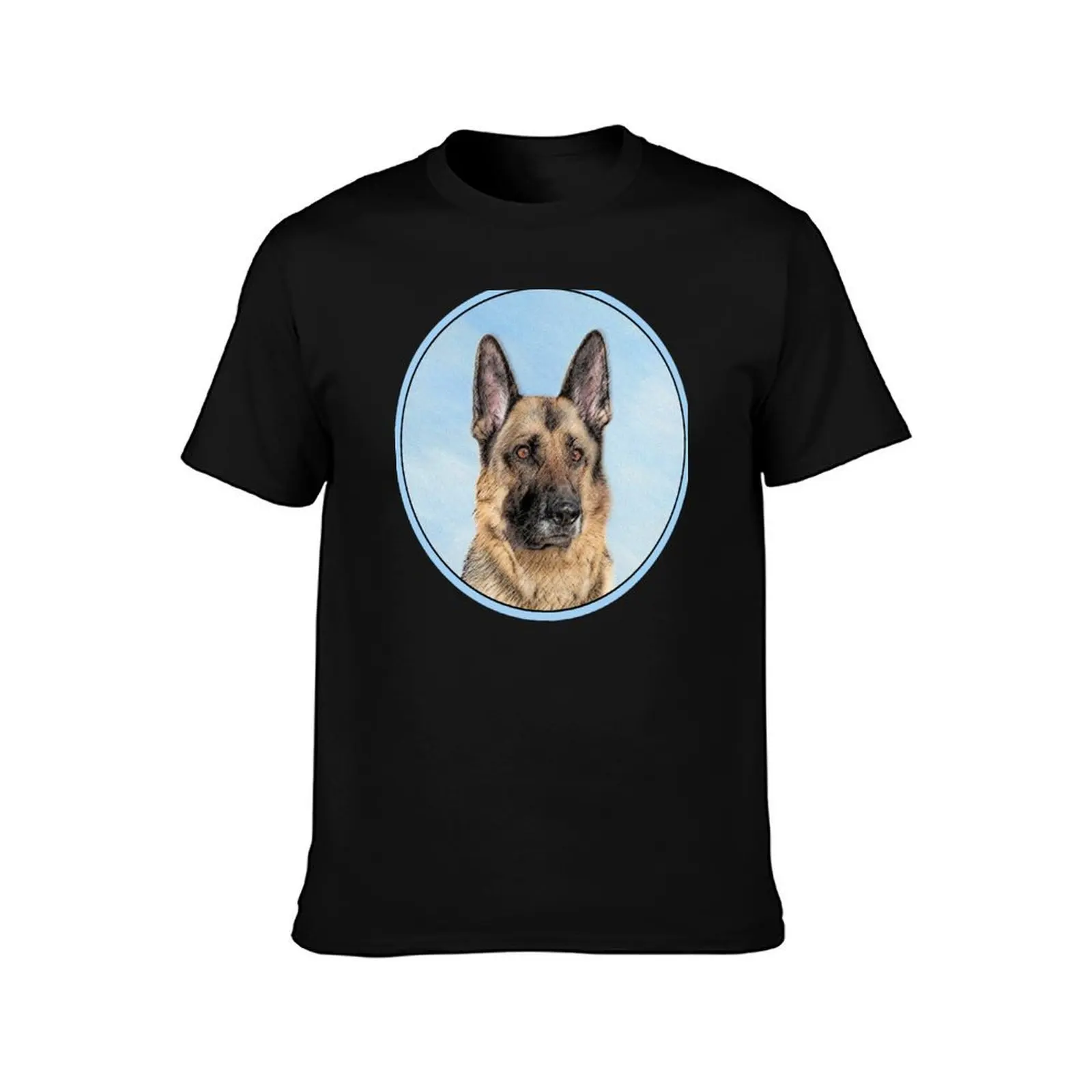 German Shepherd T-Shirt, Summer Casual Cotton Tee, Oversized Streetwear Tops, Vintage Graphic Print, Loose Fit Short Sleeve