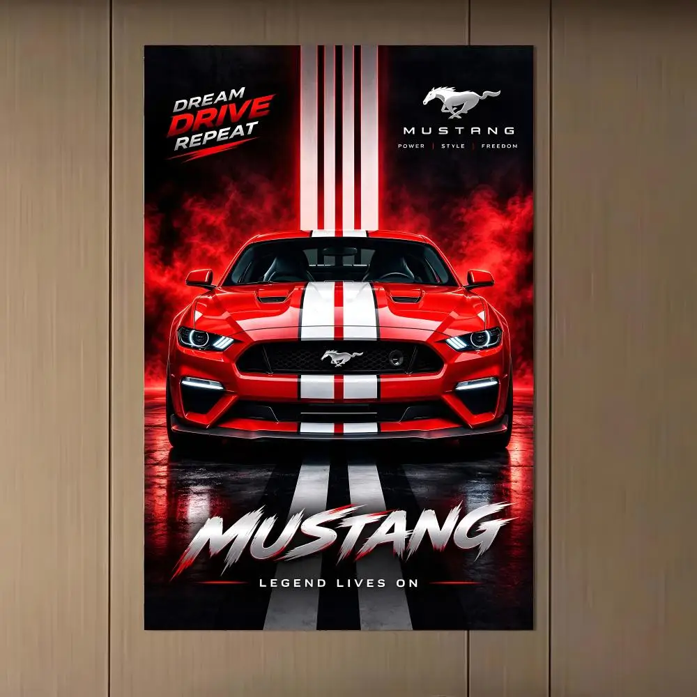 Car F-Ford M-Mustang Poster Poster Artistic Stylish Wall Art For Home Office Bathroom‌ Decor Living