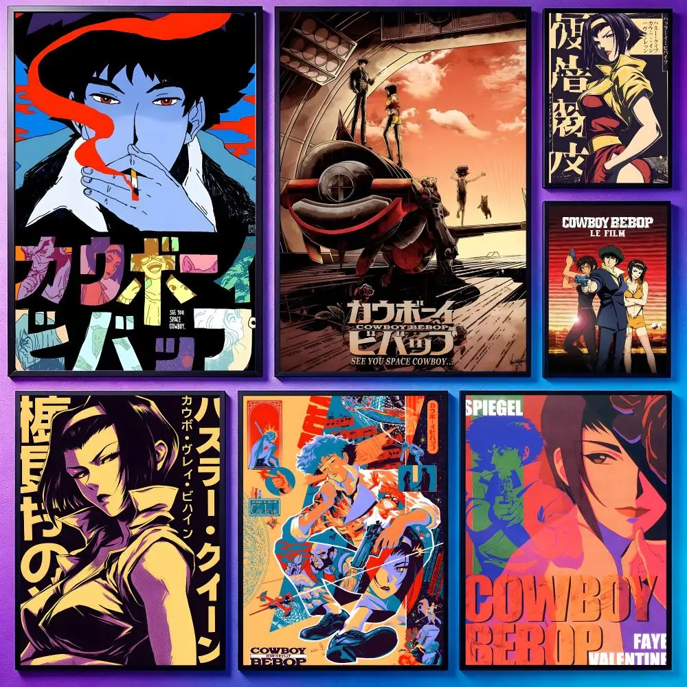 Anime Cowboy BebopS Poster Poster Sci Fi Cyberpunk HD Self Adhesive Wall Print Futuristic Home Game Room Decor Gift