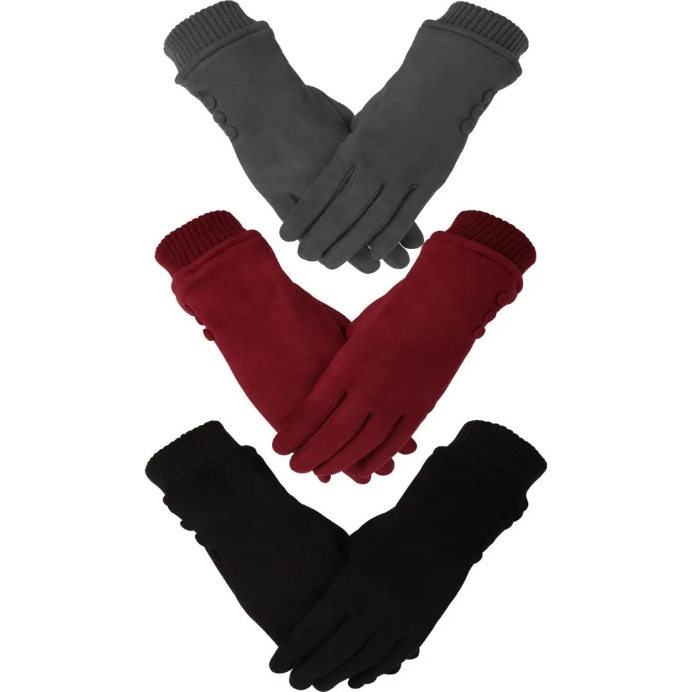 قفازات الشتاء للنساء الفتيات الطقس البارد مع أصابع شاشة تعمل باللمس الدافئة سميكة الرسائل النصية بالجملة