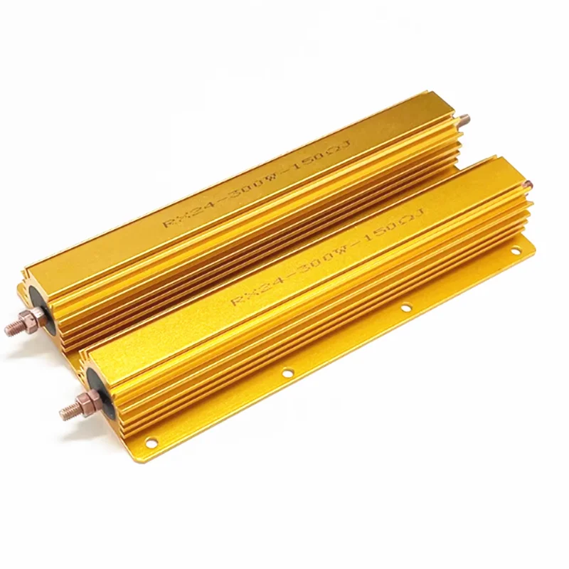 1 Uds RX24 300W resistencia disipadora de calor chapada en oro de alta potencia a base de aluminio 0.05R 0.1R 1R 4.7R 20R 80R 100R 220R 300R 1K 10K