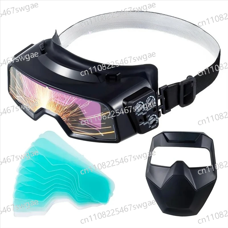 

VELIF Auto Darkening Welding Goggles Wide Shade Range 4/5-9/9-13 Welder Eye Protection with Mask & 10 Replacement Lenses