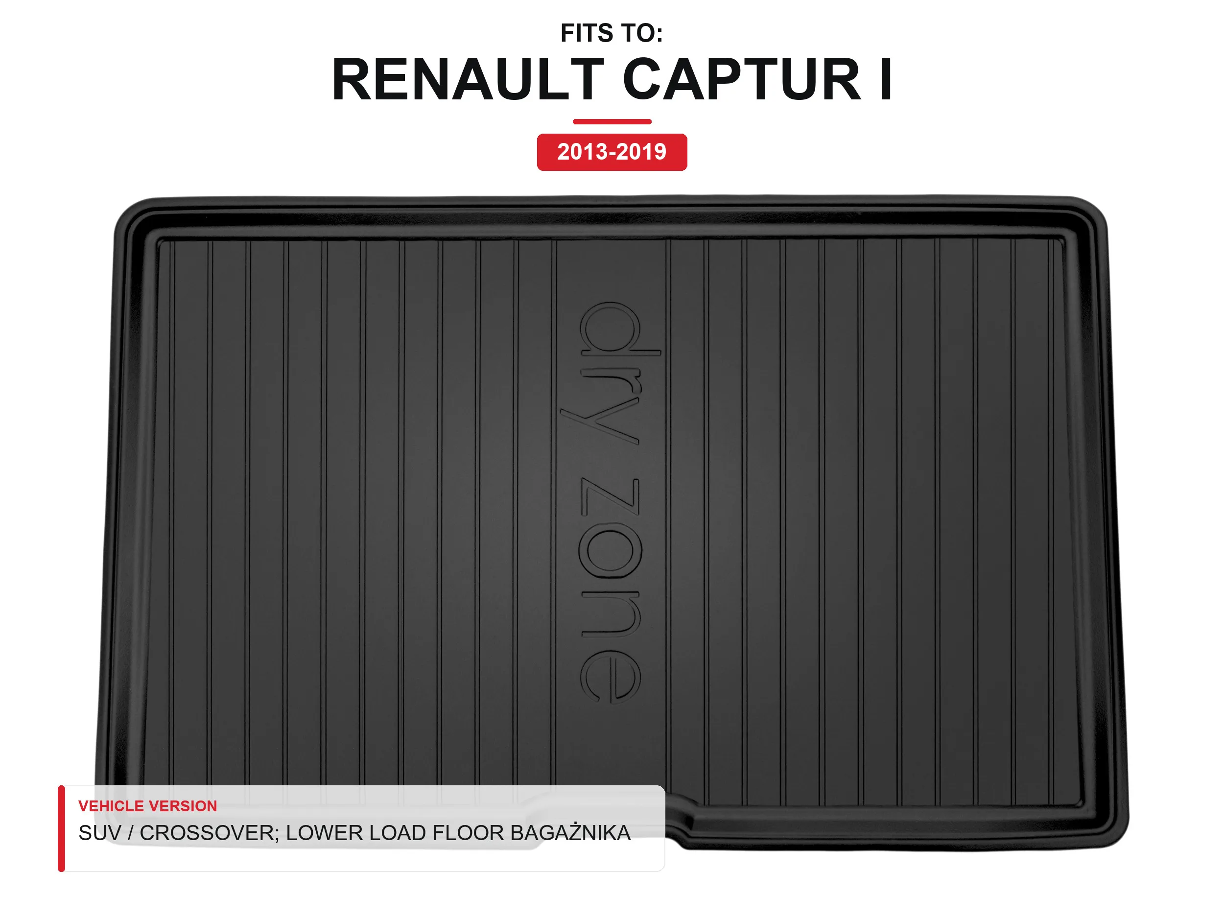 Tpe Dryzone kofferbakmat voor: Renault Captur I 2013-2019 SUV