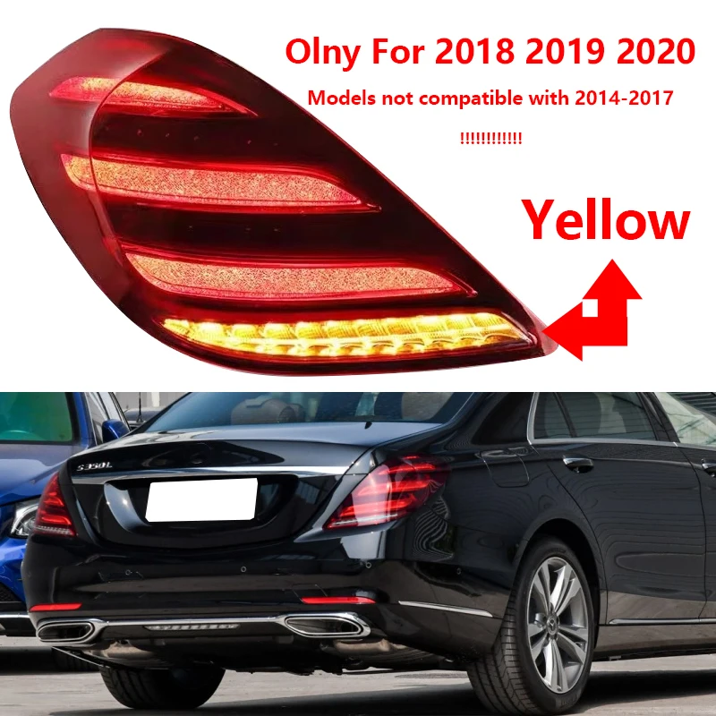 Car Rear Tail Light For Mercedes Benz S Class 222 Sedan 4-Door 2018-2020 Brake Lamp With Wire Bulb A2229066904  A2229067004