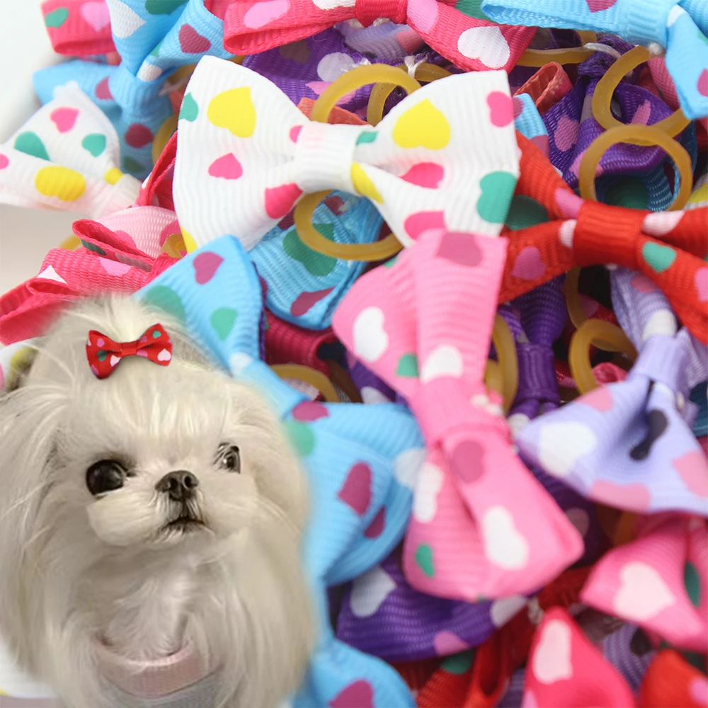 10/20PCS Pet Dog Cat Puppy Grooming Bows Pet Hair Accessories Decorate Rubber Bands Puppy Cats Dogs Bows Headwear Pet Items