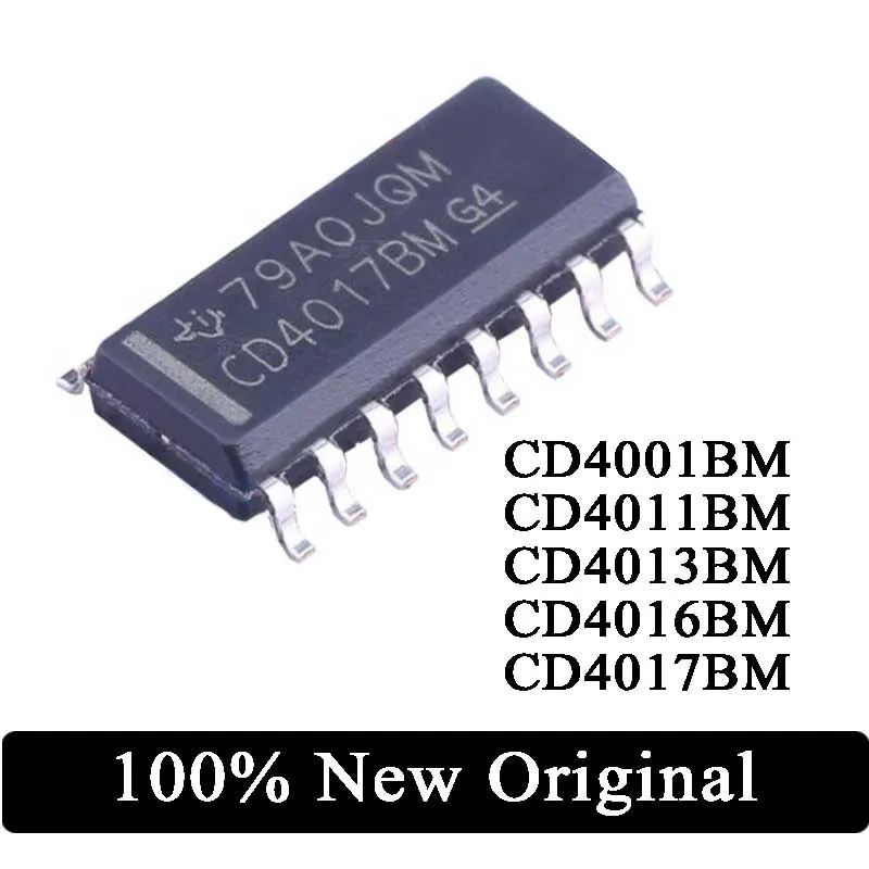 10Pcs 100% New Original CD4017BM96 CD4001BM CD4013BM CD4016BM CD4017BM SOIC-16 decimal counter with 10 decoded outputs IC Chip