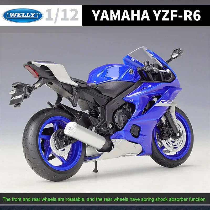 WELLY 1:12 2020 YAMAHA YZF-R6 Diecast Motorcycle Model Heavy Duty Travel Diecast Motorcycle Alloy Toy Car Collection Kid B493