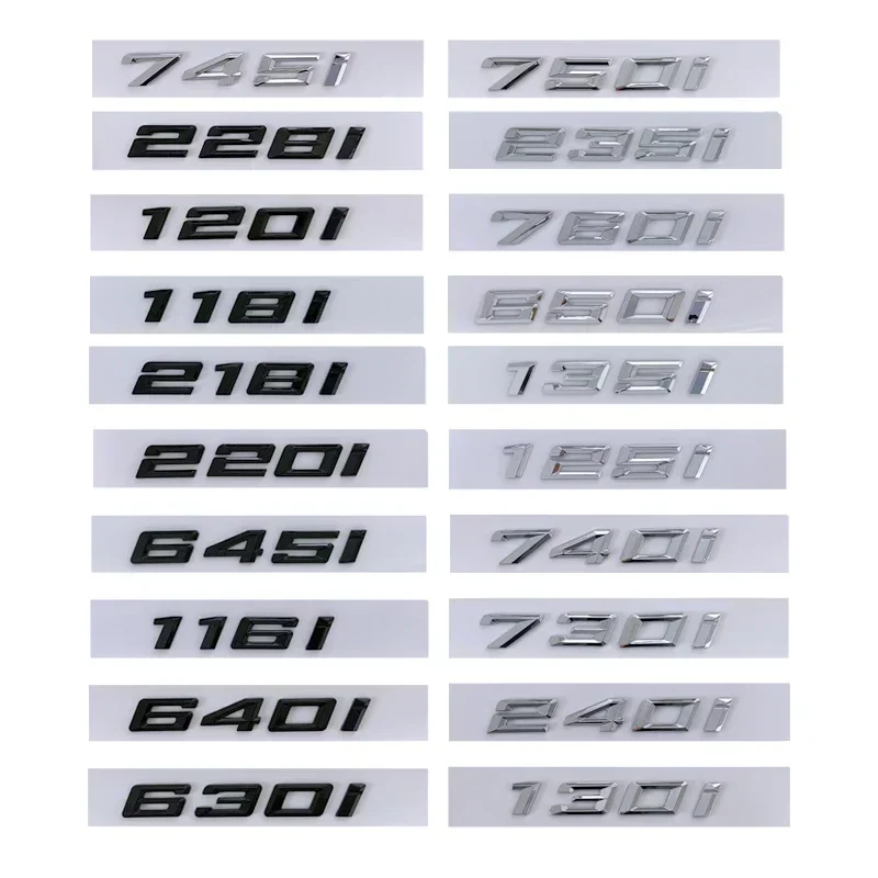 

1X Chrome Glossy Black For BMW Lettering 1 2 3 4 5 6 7 Car Body Rear Trunk Emblem Badge Sticker Emblem Logo Accessories