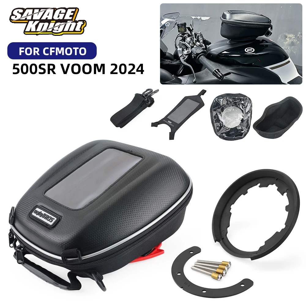 For CFMOTO 500SR VOOM 2024 Detachable Tanklock Flange Adapter Fuel Tank Bag Luggage Storage Bags Suitcase Tool Bags Hand Bag