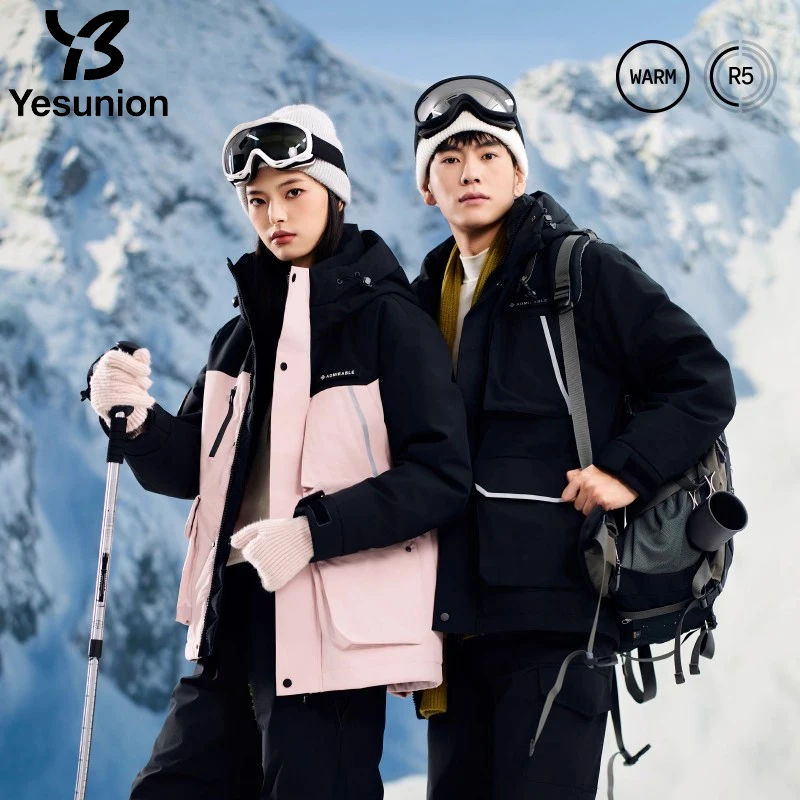 YESUNION Unisex-Daunenjacke für den Außenbereich, winddicht, wärmend, Arbeitskleidung, Bergsteigermantel, Damen-Windjacke, lässige, lockere Passform